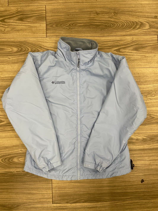 Jacket Windbreaker By Columbia In Blue, Size: L