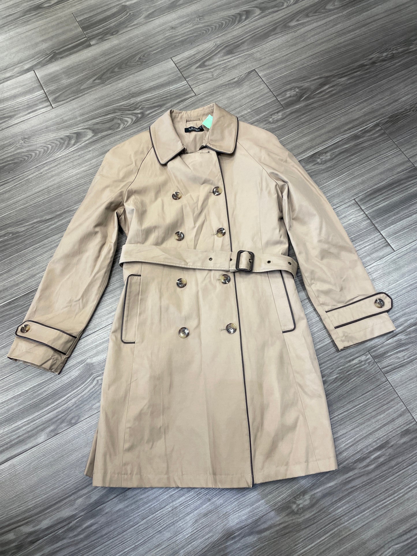 Coat Trench Coat By Lauren By Ralph Lauren In Brown, Size: L