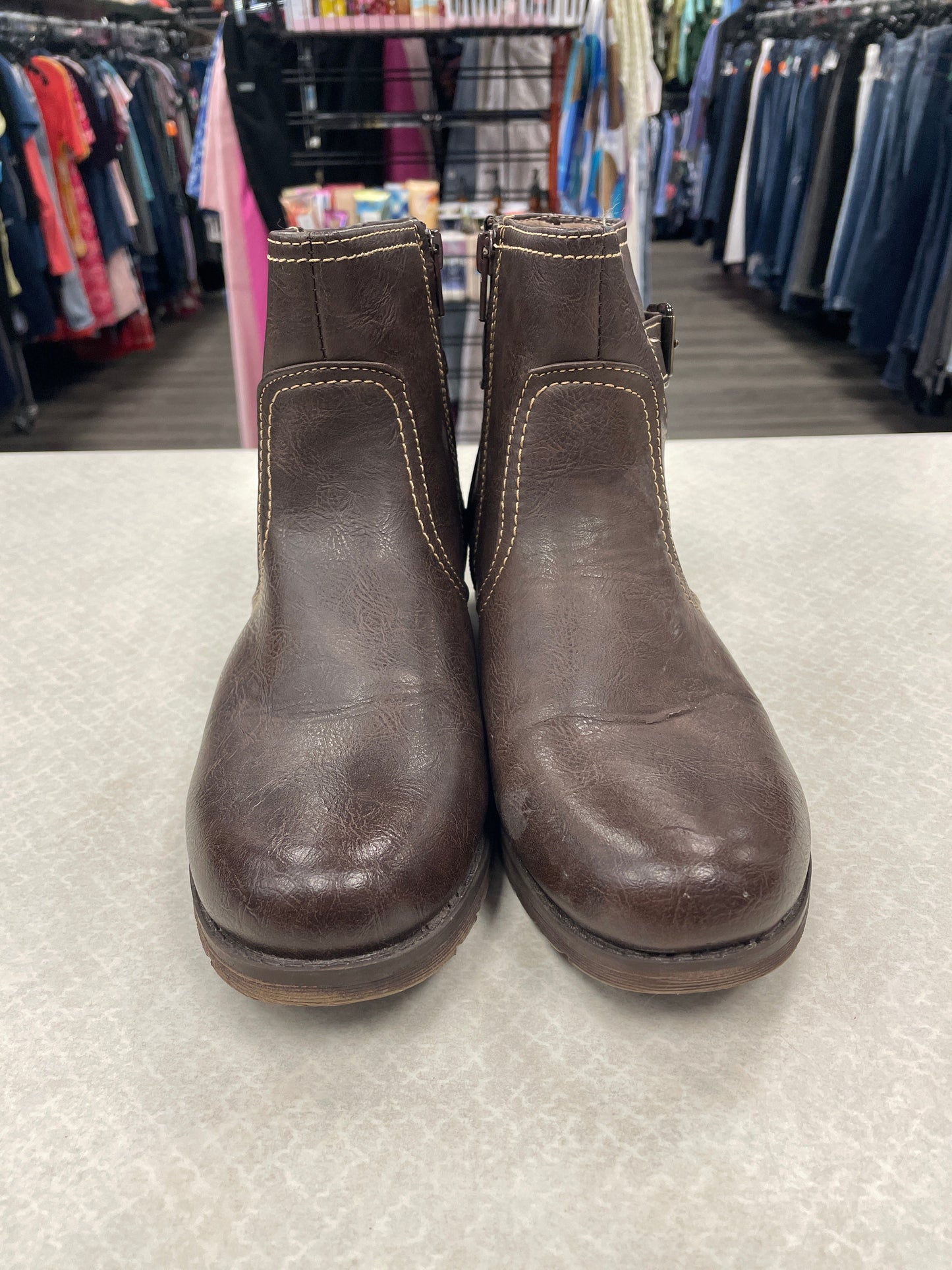 Boots Ankle Flats By Natural Soul In Brown, Size: 8