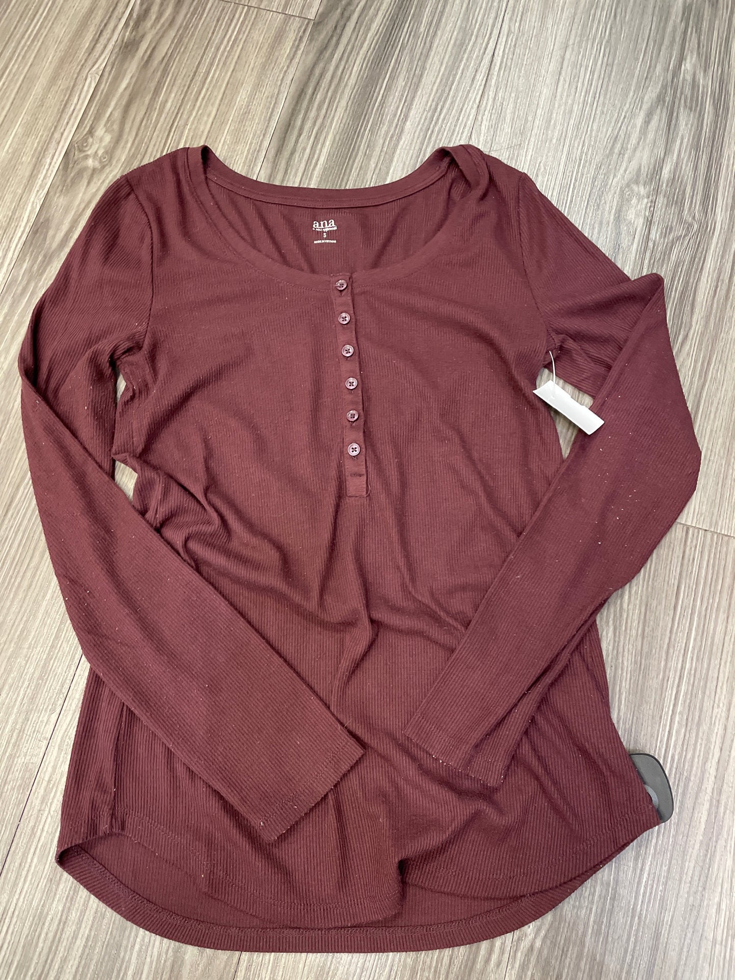 Top Long Sleeve By Ana In Maroon, Size: S