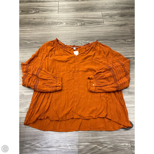 Top Long Sleeve By Knox Rose In Orange, Size: Xxl