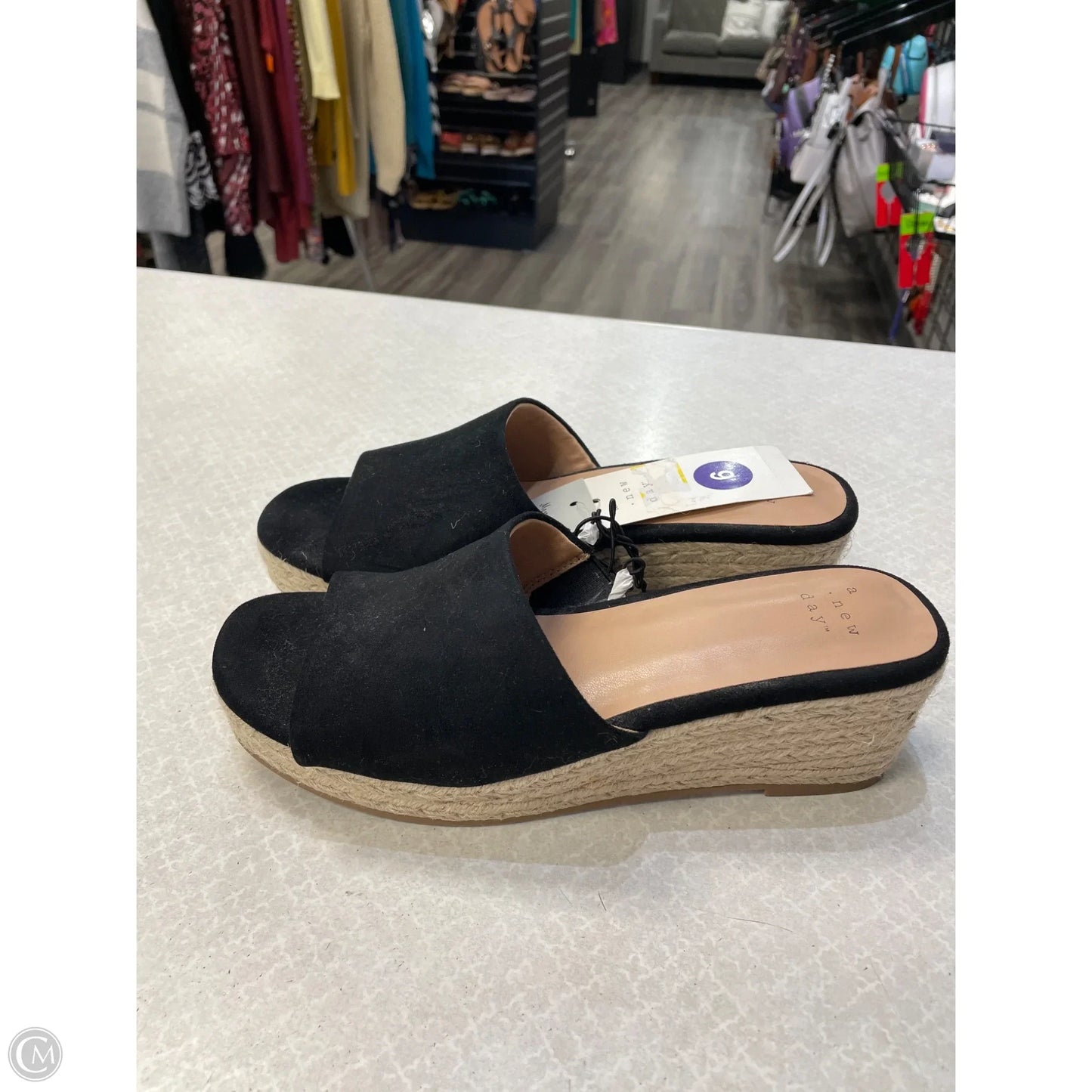 Shoes Heels Wedge By A New Day In Black & Tan, Size: 6