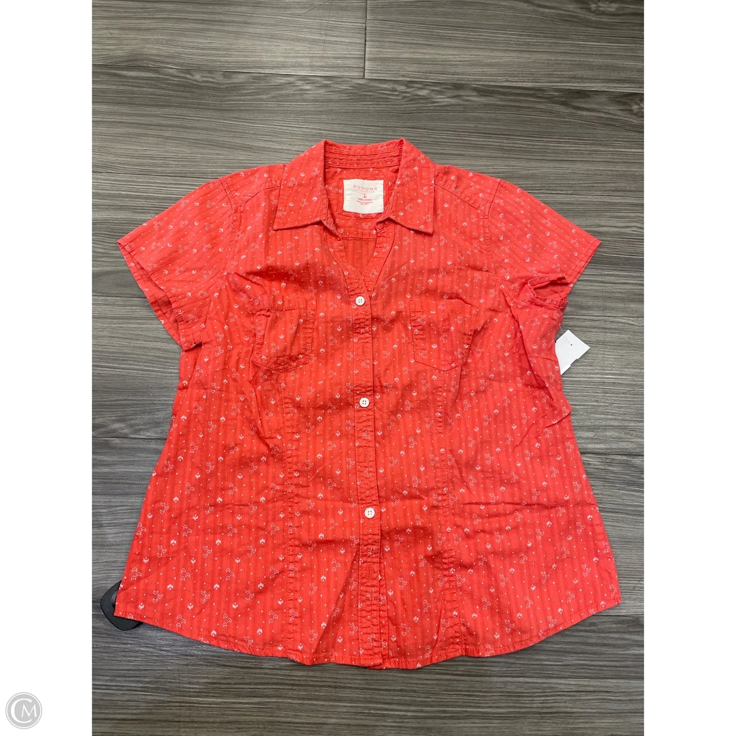 Top Short Sleeve By Sonoma In Coral, Size: L