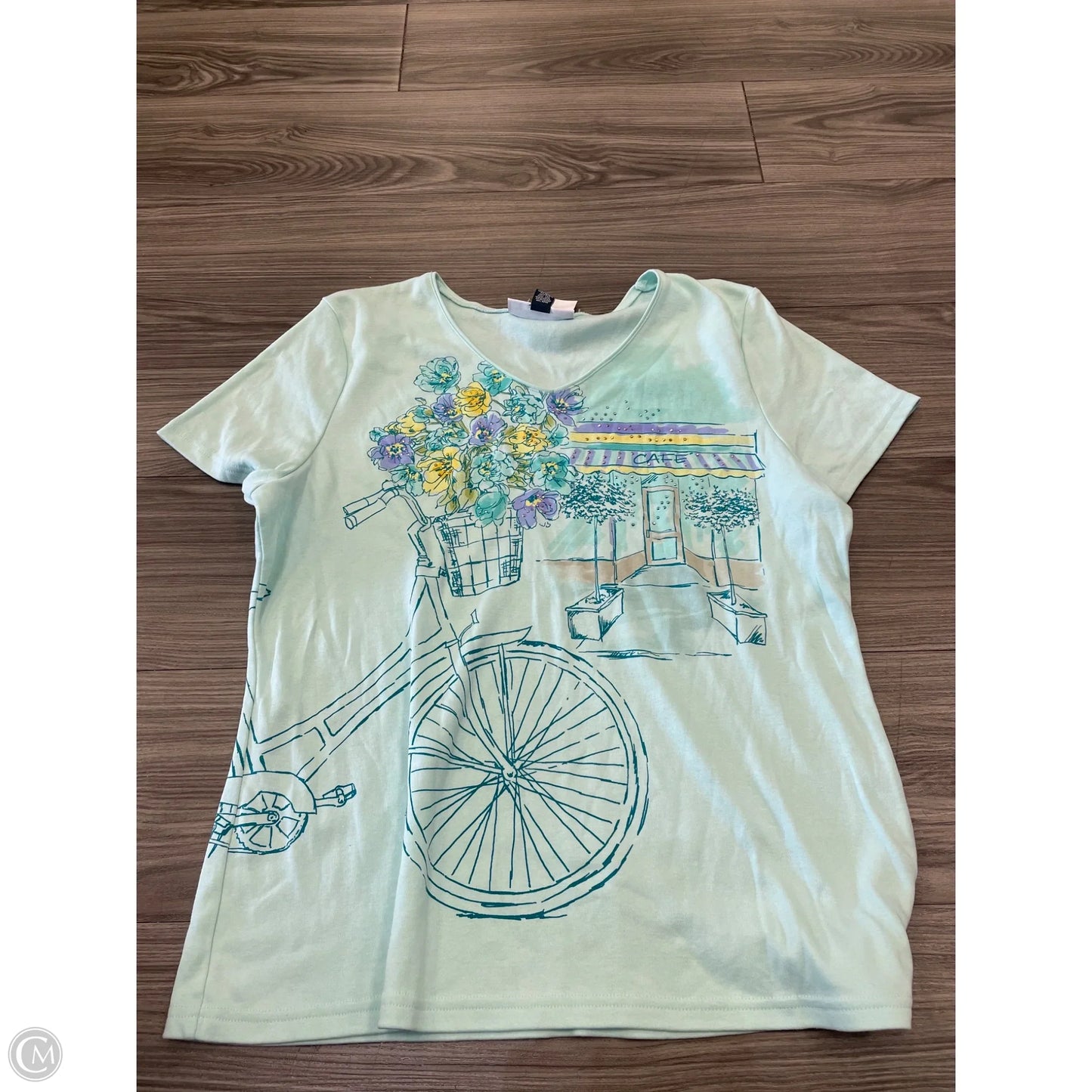 Top Short Sleeve By Karen Scott In Teal, Size: Xl