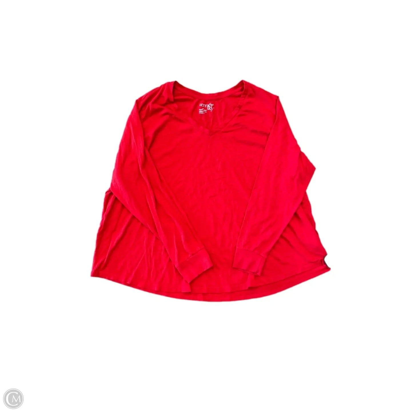Top Long Sleeve Basic By Terra & Sky In Red, Size: 3x