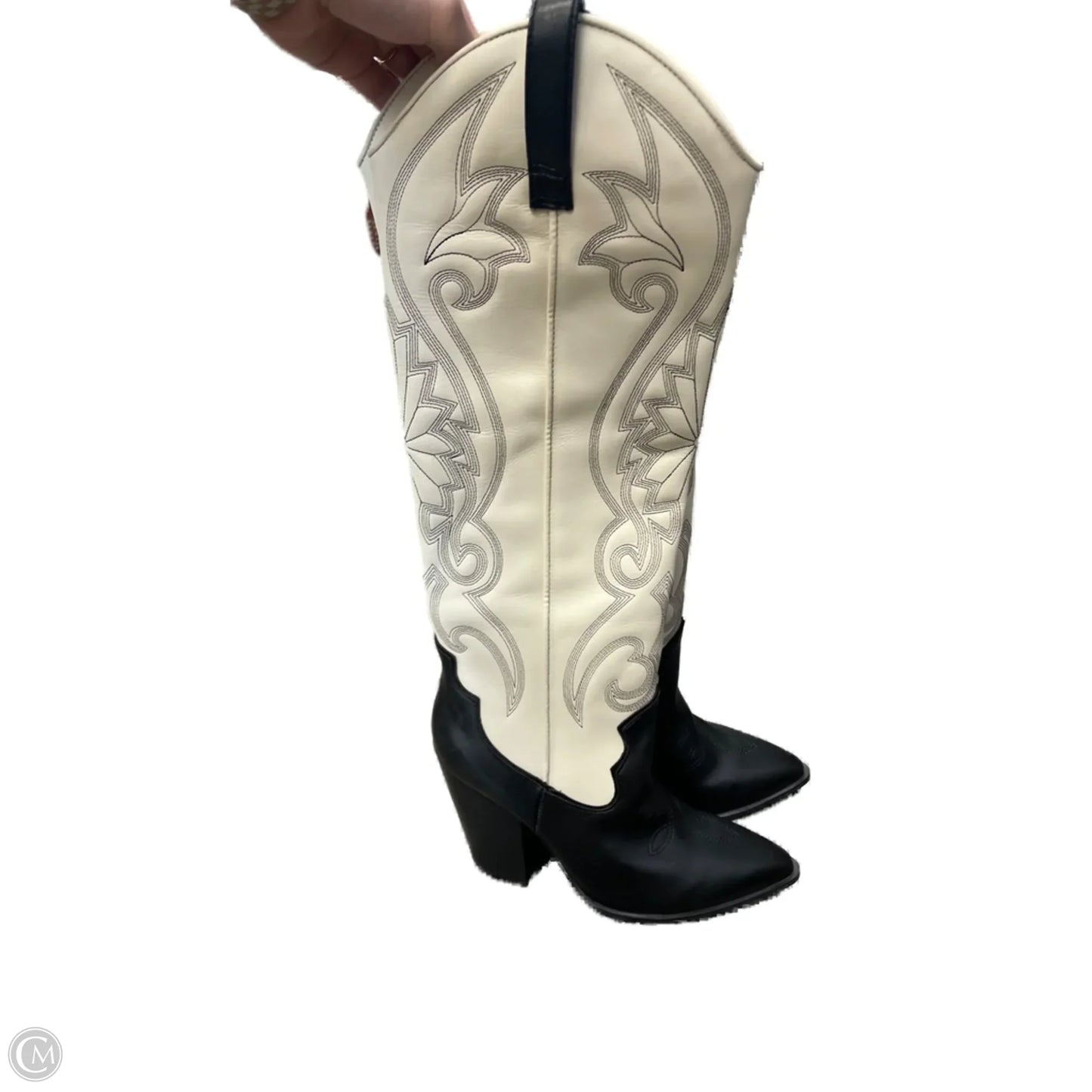 Boots Western By Clothes Mentor In Black & Cream, Size: 7.5