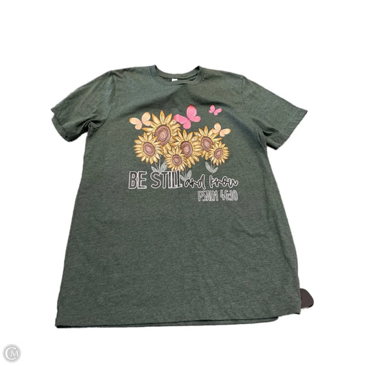 Top Short Sleeve By Bella + Canvas In Green, Size: M