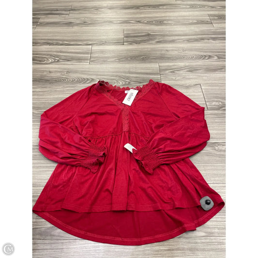 Top Long Sleeve Basic By Clothes Mentor In Red, Size: 2x