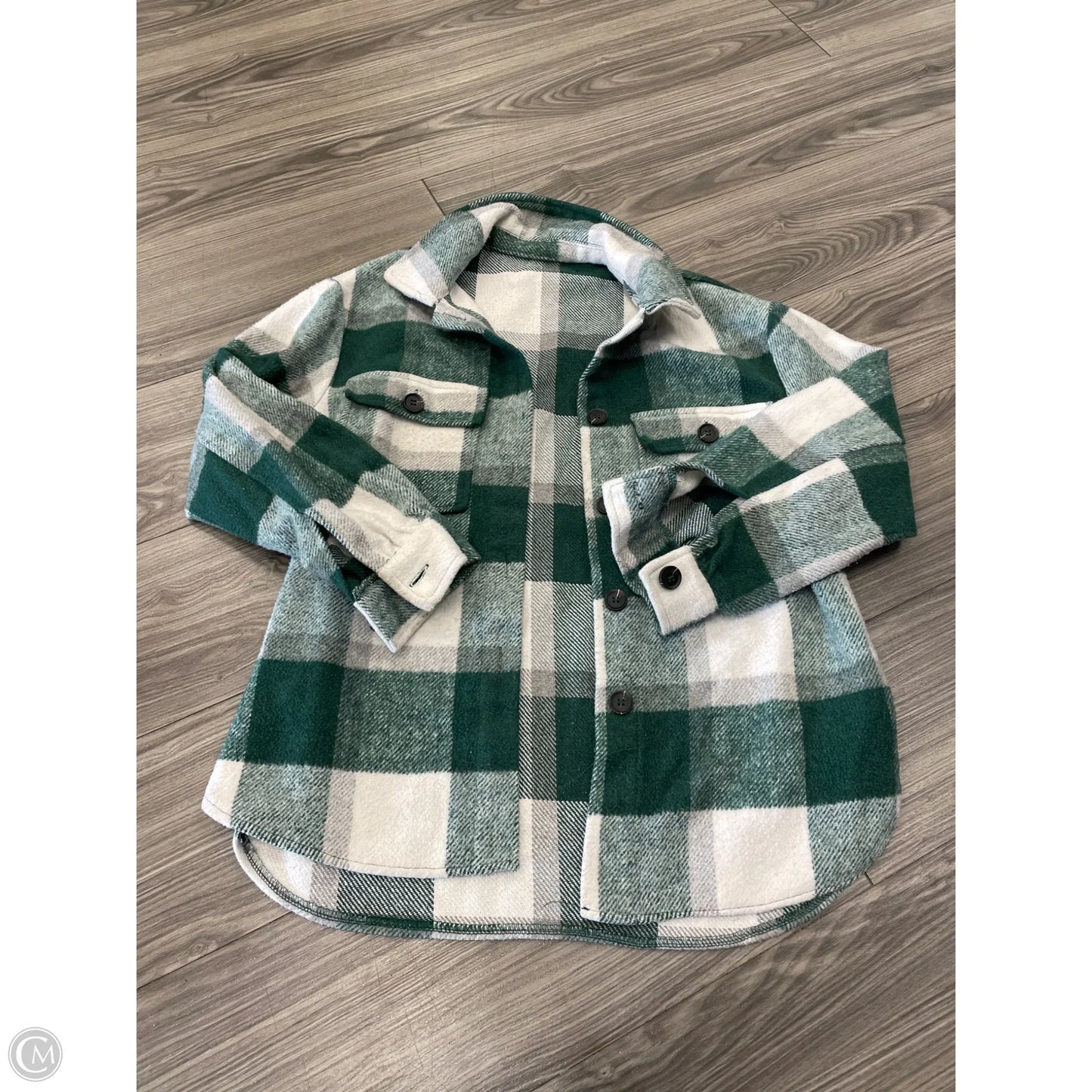 Jacket Shirt By Clothes Mentor In Green & Grey, Size: S