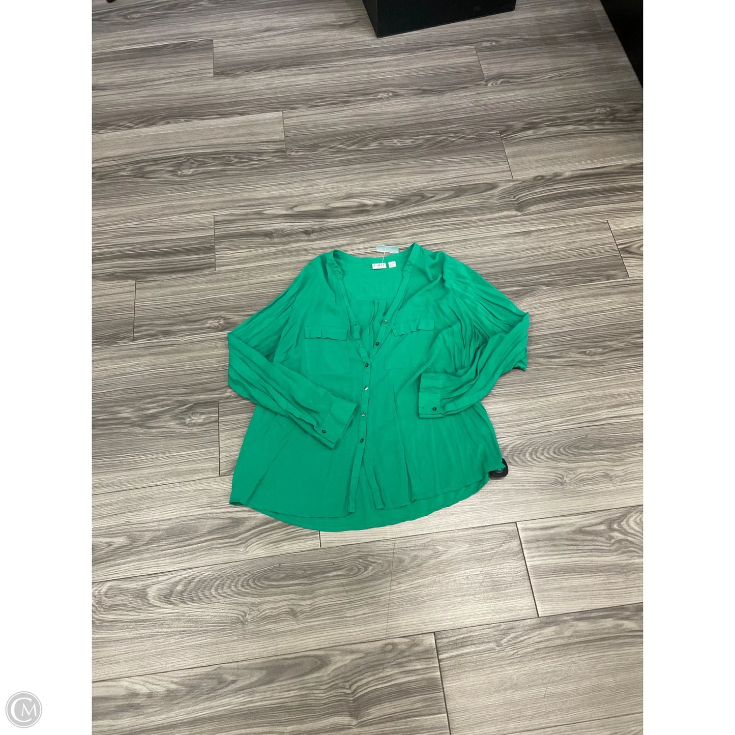 Top Long Sleeve Basic By Cato In Green, Size: 2x