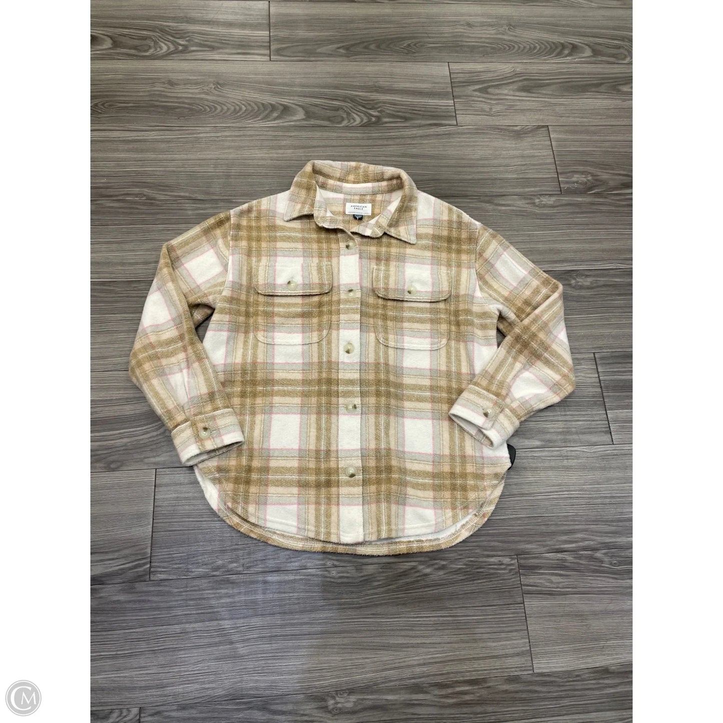 Jacket Shirt By American Eagle In Tan, Size: Xs