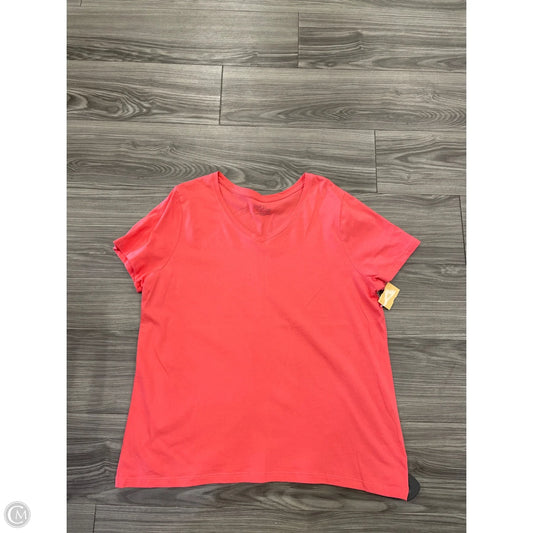 Top Short Sleeve Basic By Time And Tru In Coral, Size: 2x