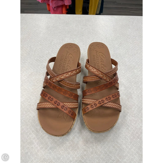 Sandals Heels Wedge By Skechers In Brown, Size: 8