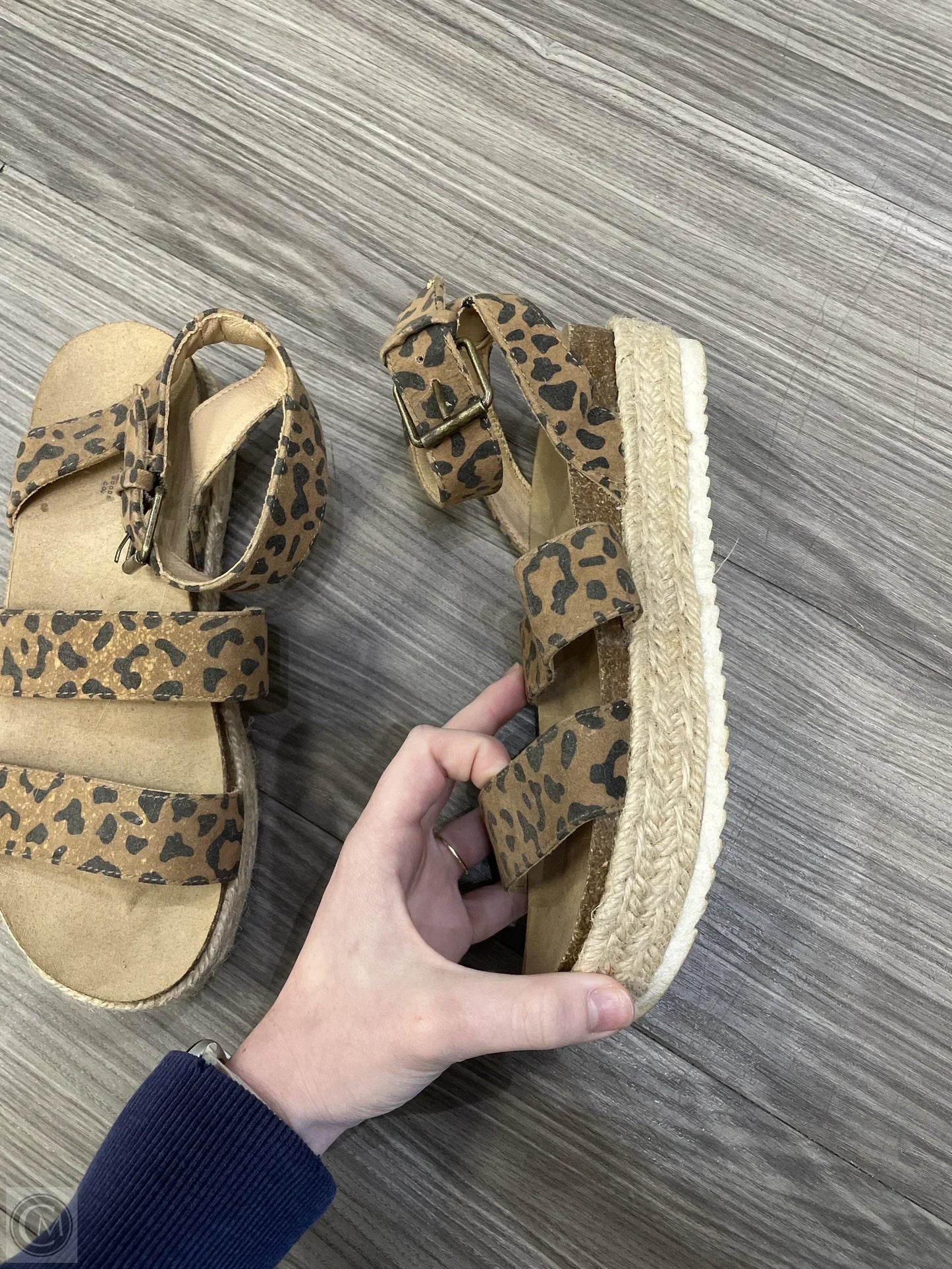 Sandals Heels Platform By Clothes Mentor In Animal Print, Size: 7.5