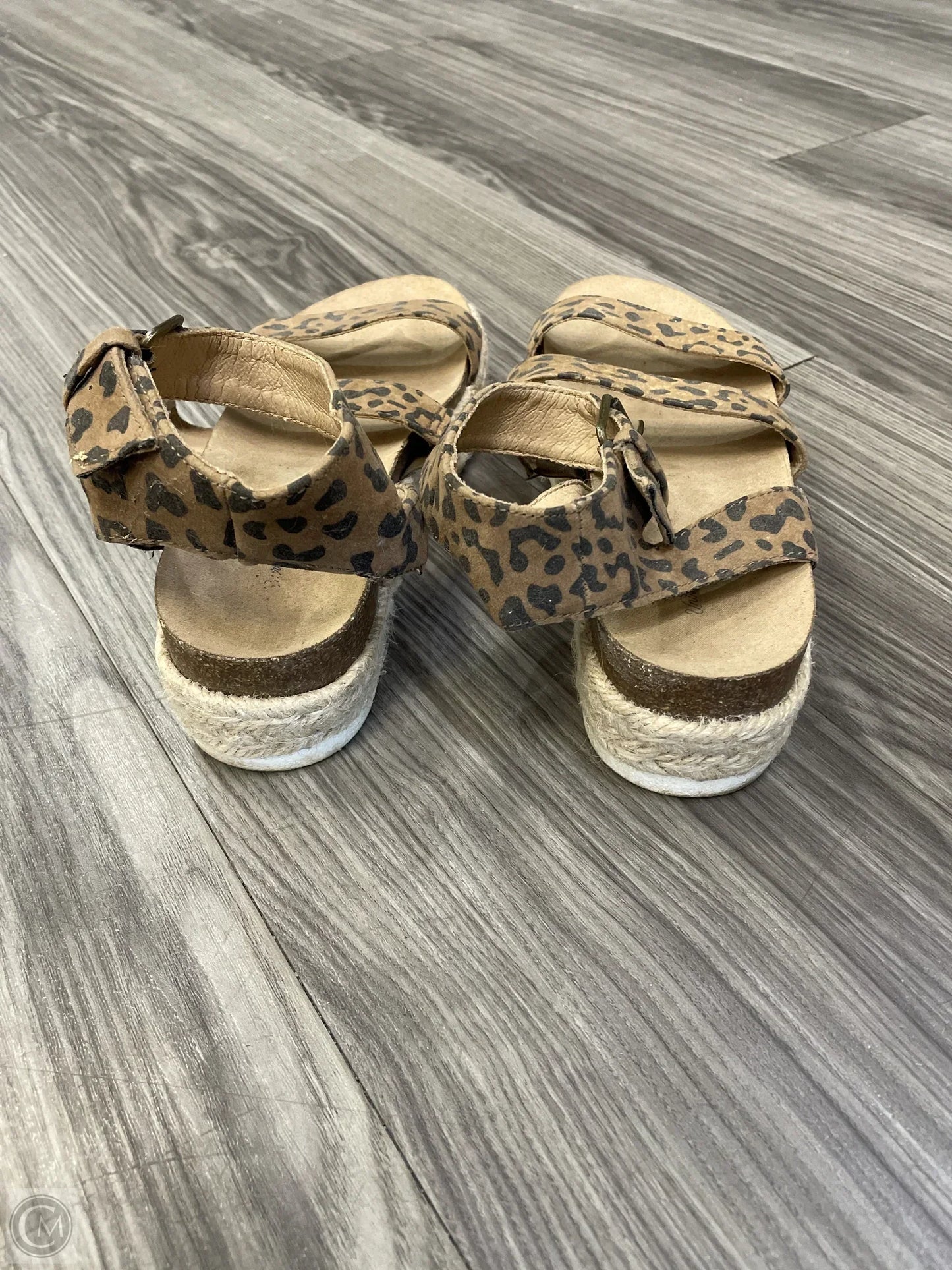 Sandals Heels Platform By Clothes Mentor In Animal Print, Size: 7.5