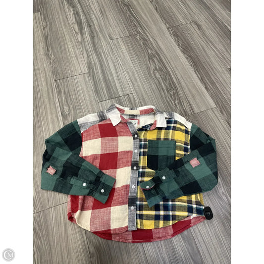 Top Long Sleeve By American Eagle In Plaid Pattern, Size: S