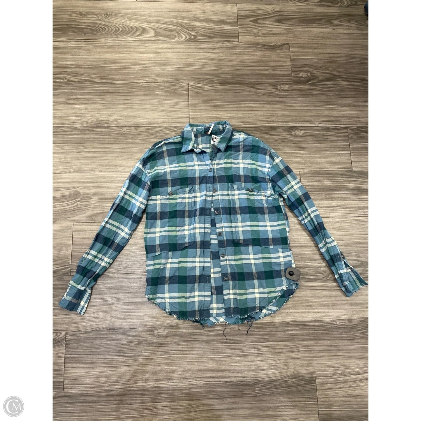 Top Long Sleeve By Free People In Plaid Pattern, Size: S