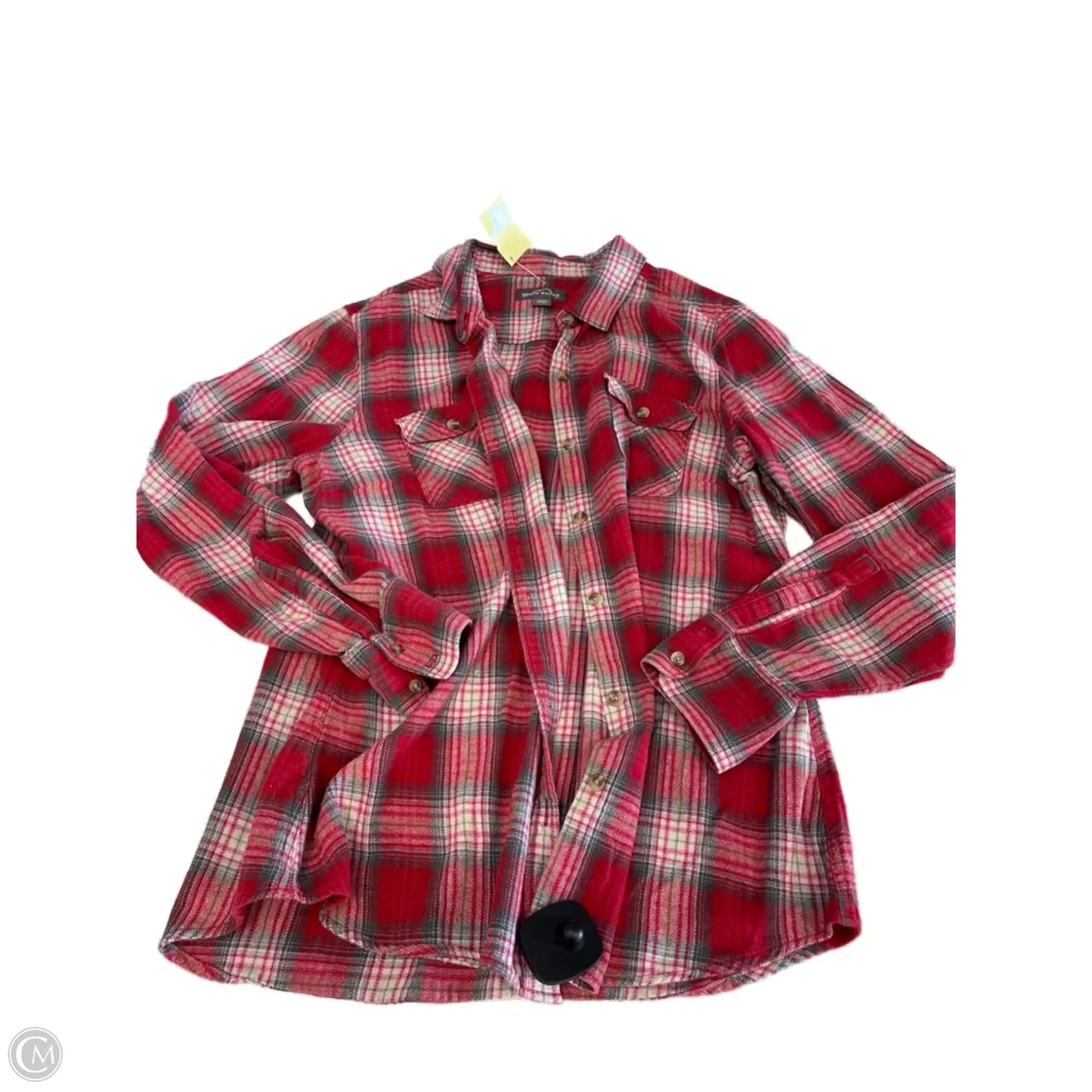 Top Long Sleeve By Eddie Bauer In Plaid Pattern, Size: L