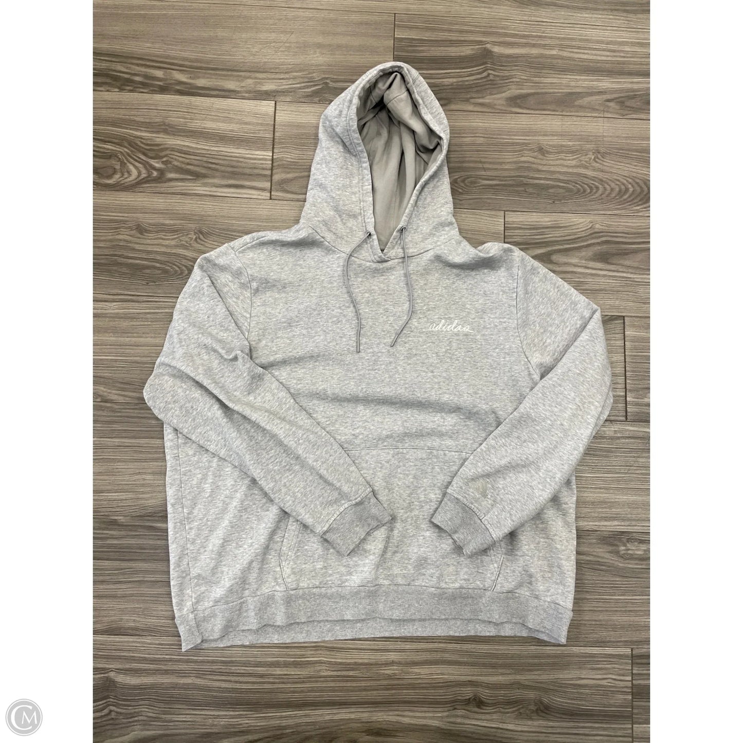 Athletic Sweatshirt Hoodie By Adidas In Grey, Size: M