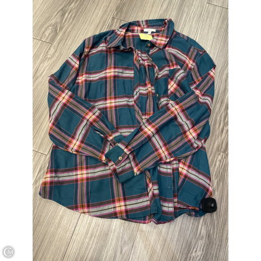 Top Long Sleeve By Maurices In Plaid Pattern, Size: 2x