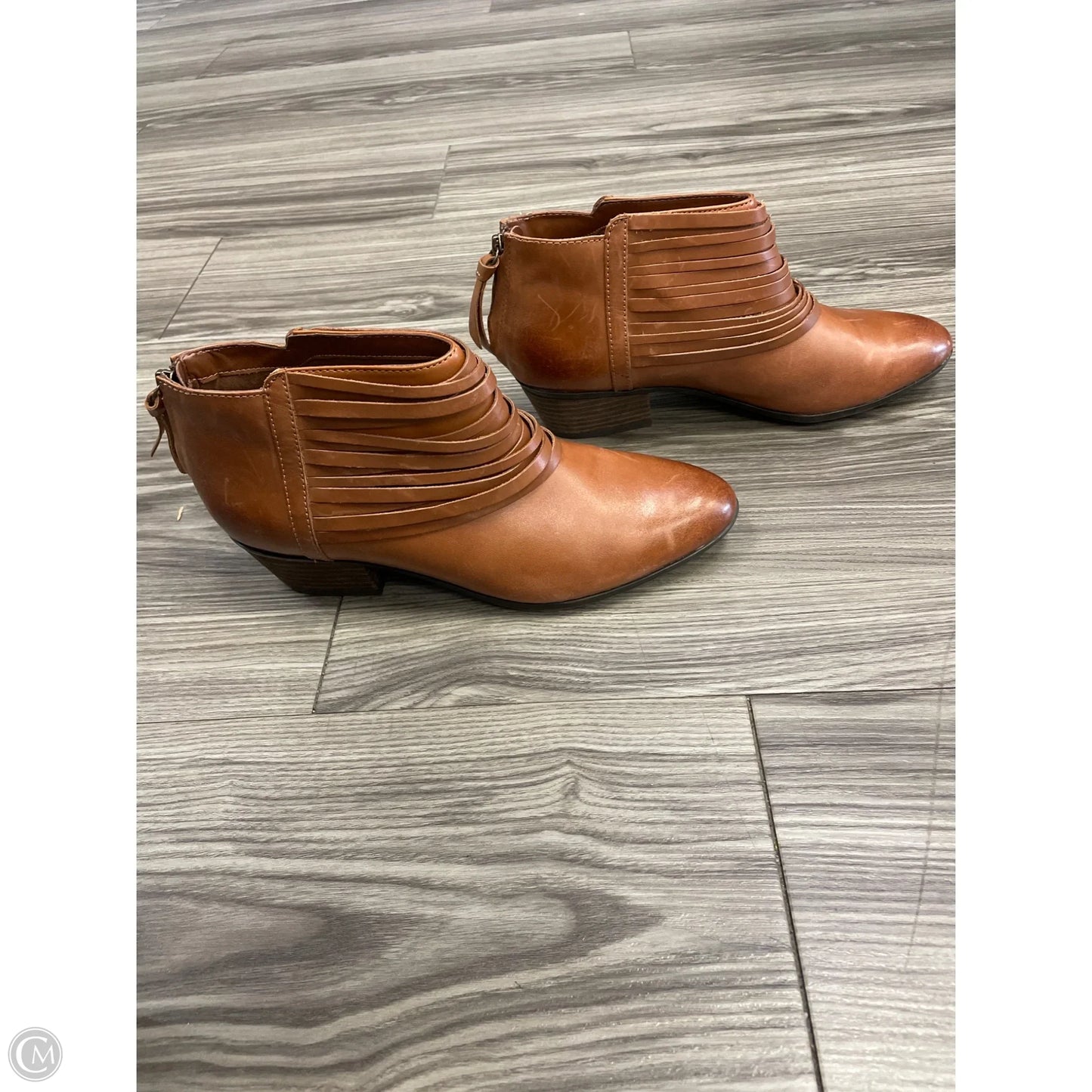 Boots Ankle Heels By Clarks In Brown, Size: 9