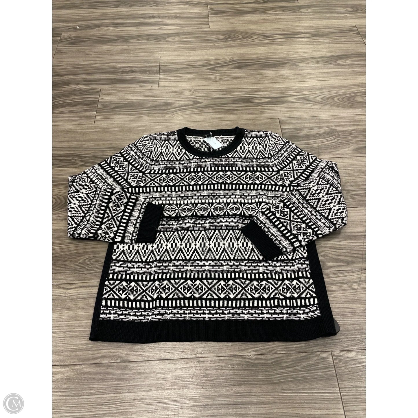 Sweater By Talbots In Black & White, Size: Xlp