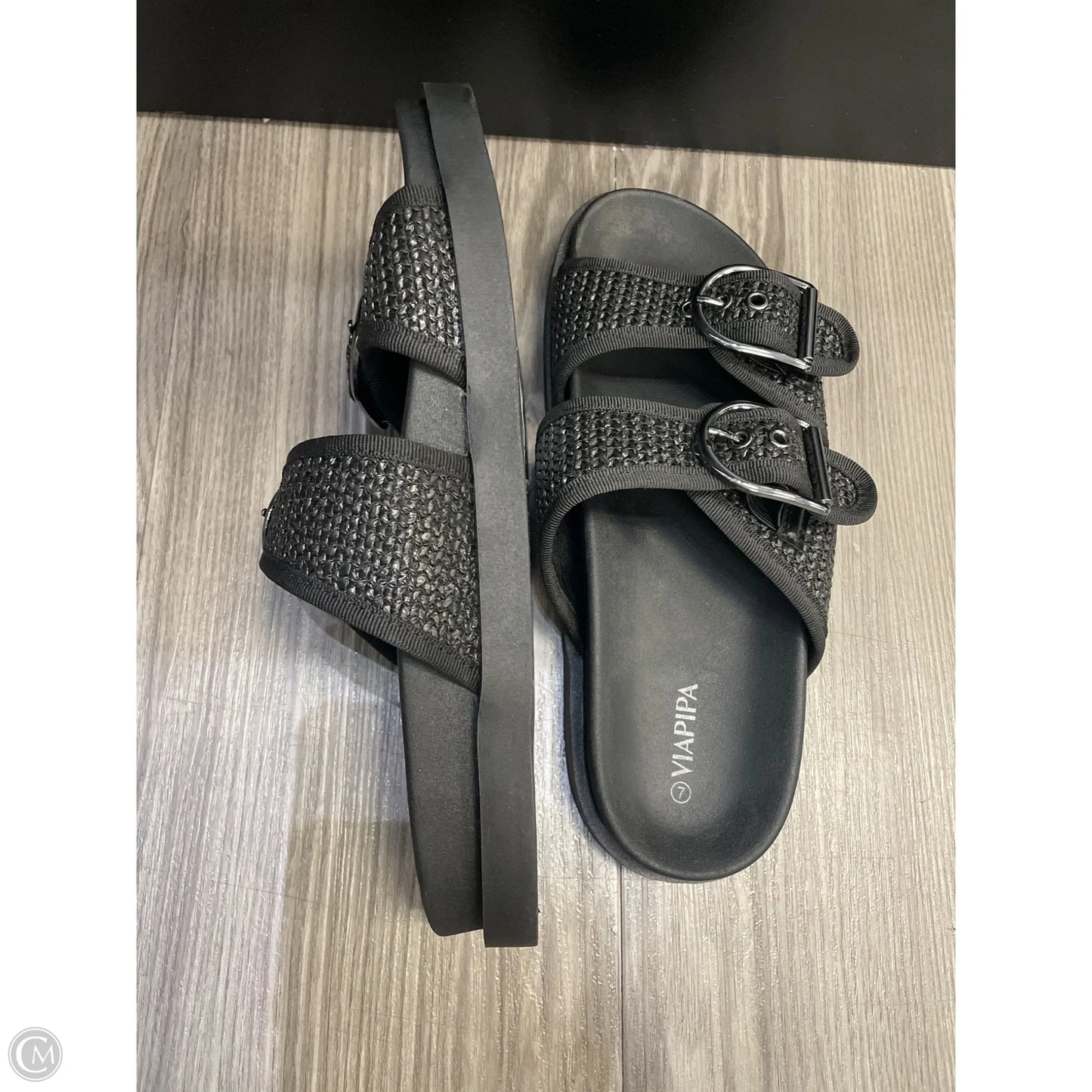 Sandals Flats By Clothes Mentor In Black, Size: 7