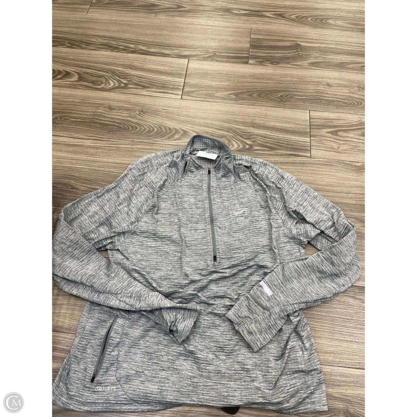 Athletic Top Long Sleeve Collar By Nike In Grey, Size: Xl