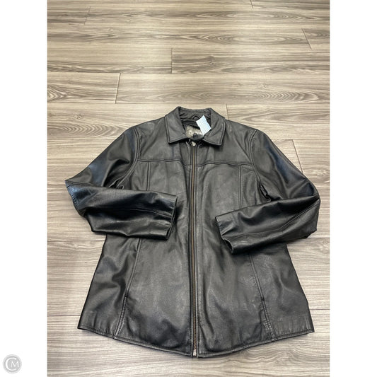 Jacket Leather By Wilsons Leather In Black, Size: L