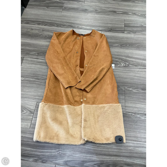 Coat Faux Fur & Sherpa By Zara In Brown, Size: L