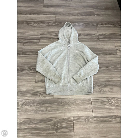 Athletic Sweatshirt Hoodie By Nike In Grey, Size: L