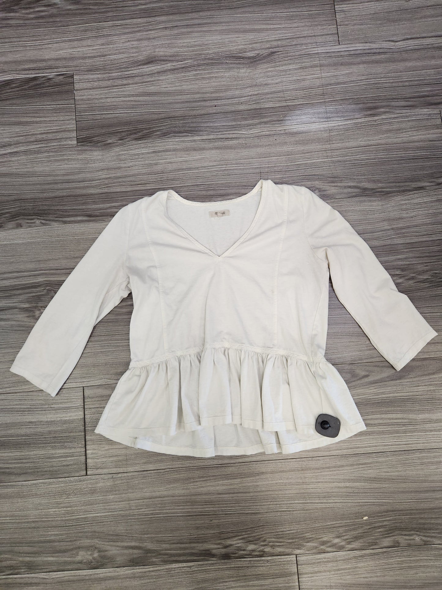 Top Long Sleeve By Madewell In White, Size: S