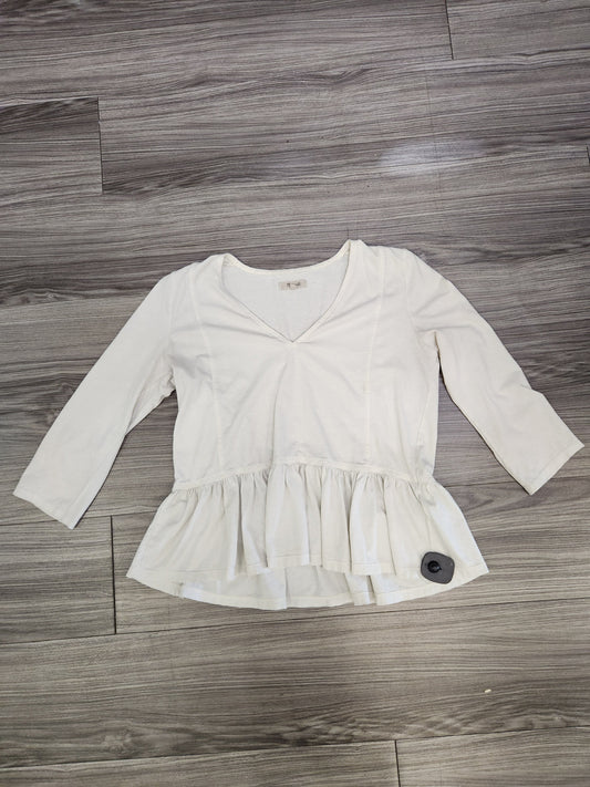 Top Long Sleeve By Madewell In White, Size: S