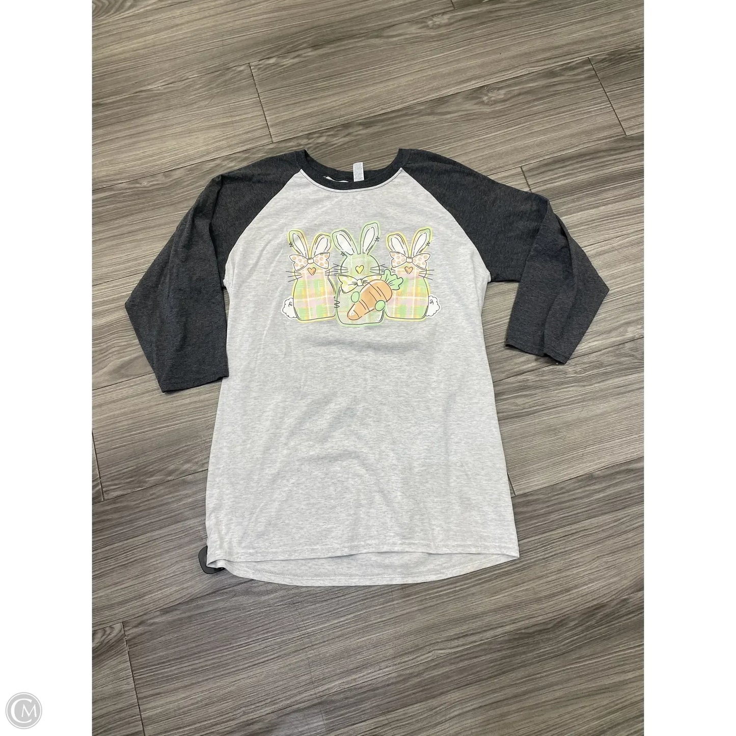 Top 3/4 Sleeve By Jerzees In Grey, Size: M