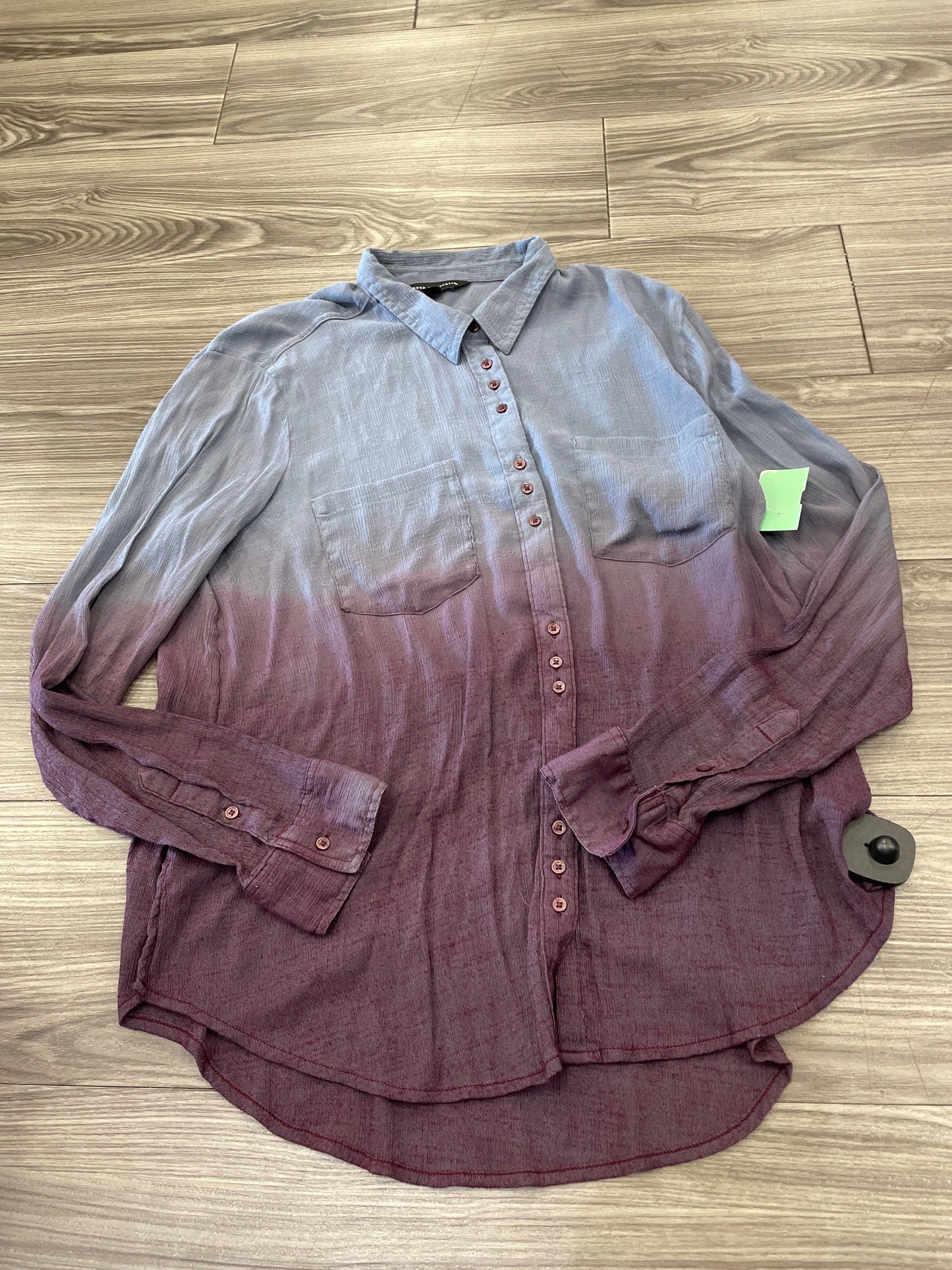 Top Long Sleeve By Rock And Republic In Grey & Purple, Size: L