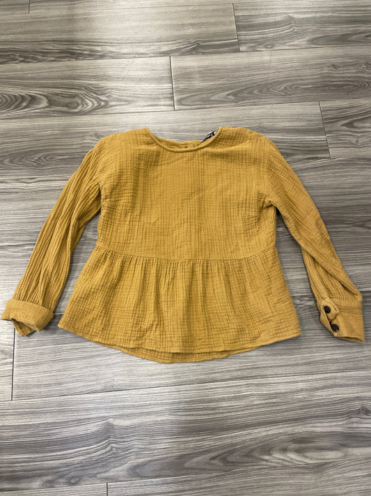 Top Long Sleeve By Madewell In Yellow, Size: S