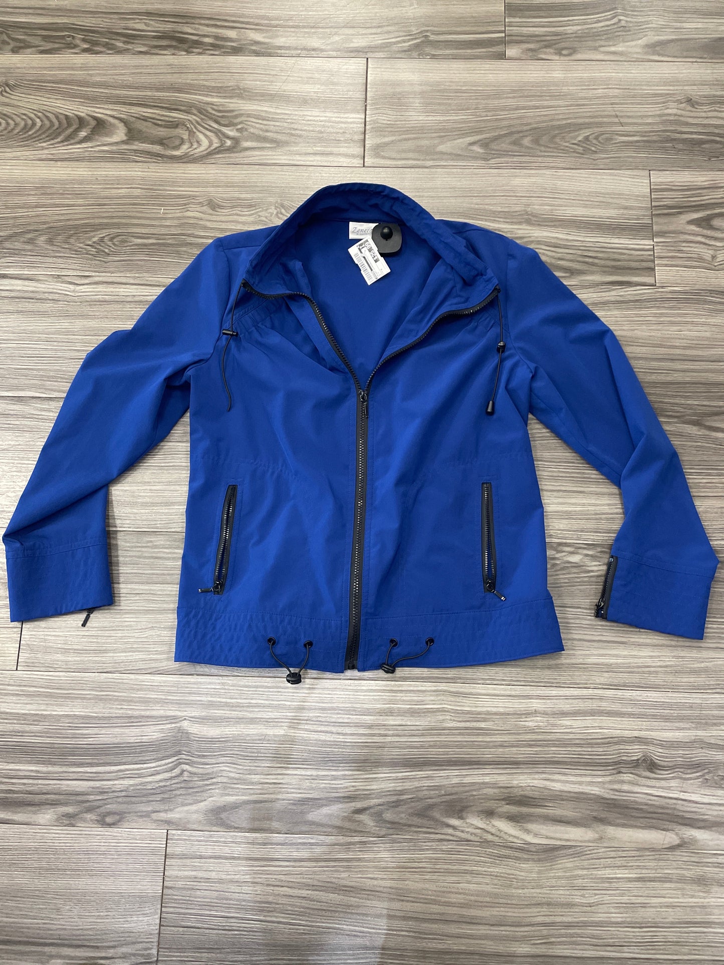 Jacket Windbreaker By Chicos In Blue, Size: M