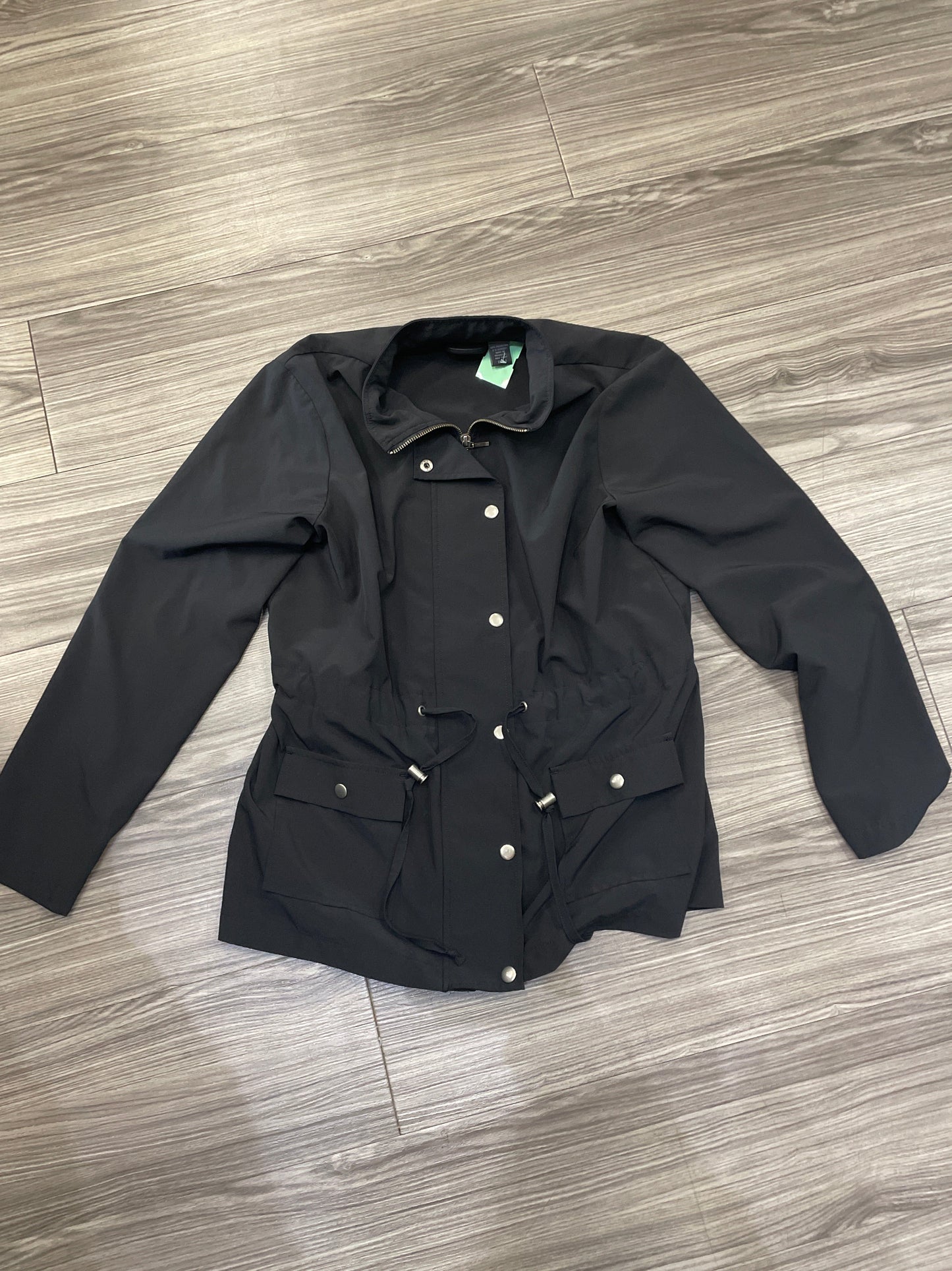 Jacket Windbreaker By Chicos In Black, Size: M