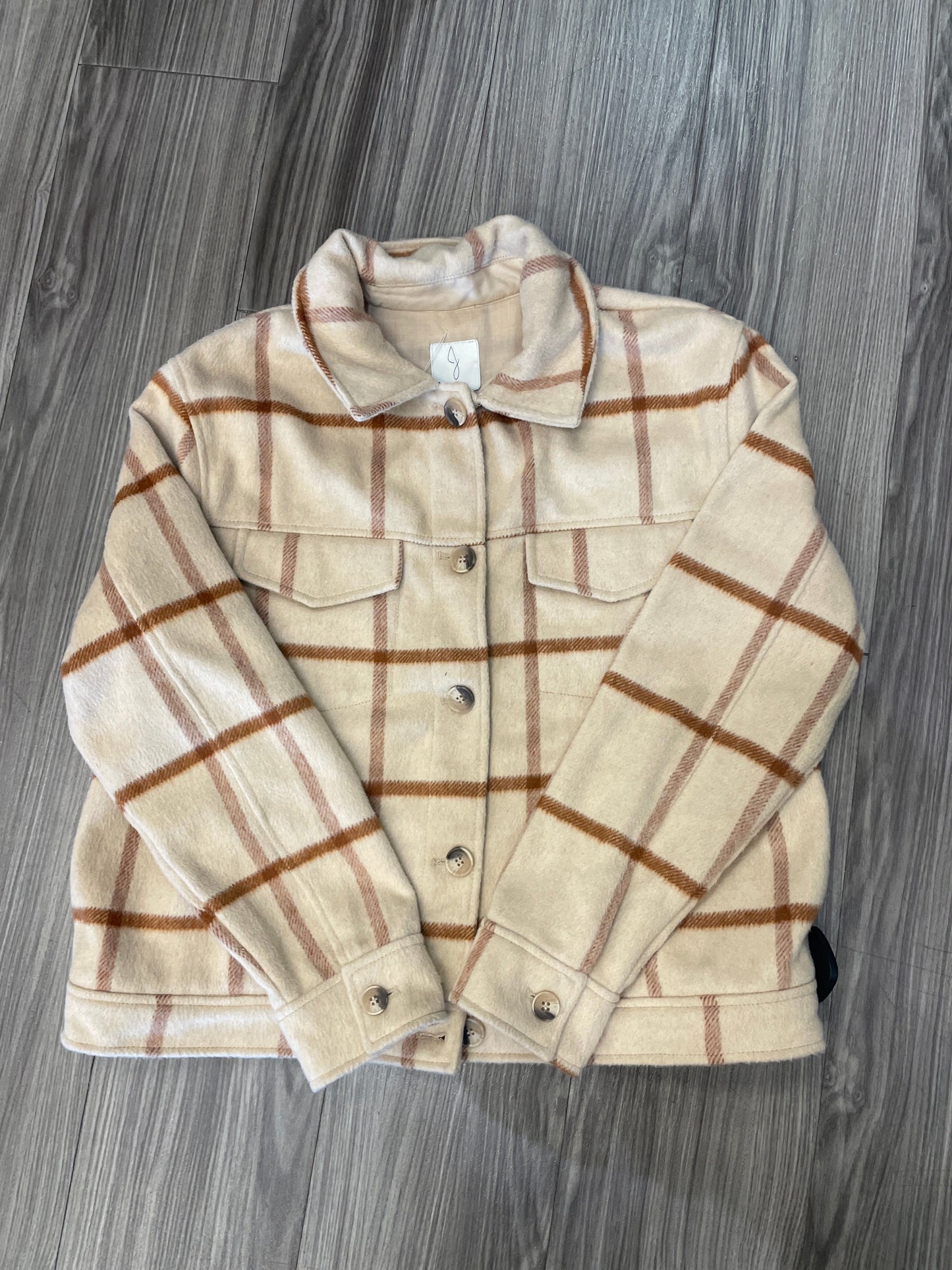 Jacket Shirt By Joie In Tan, Size: L