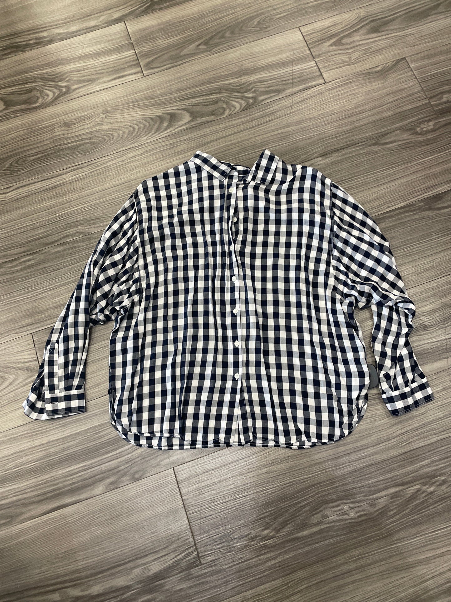 Top Long Sleeve By Loft In Blue & White, Size: Lp