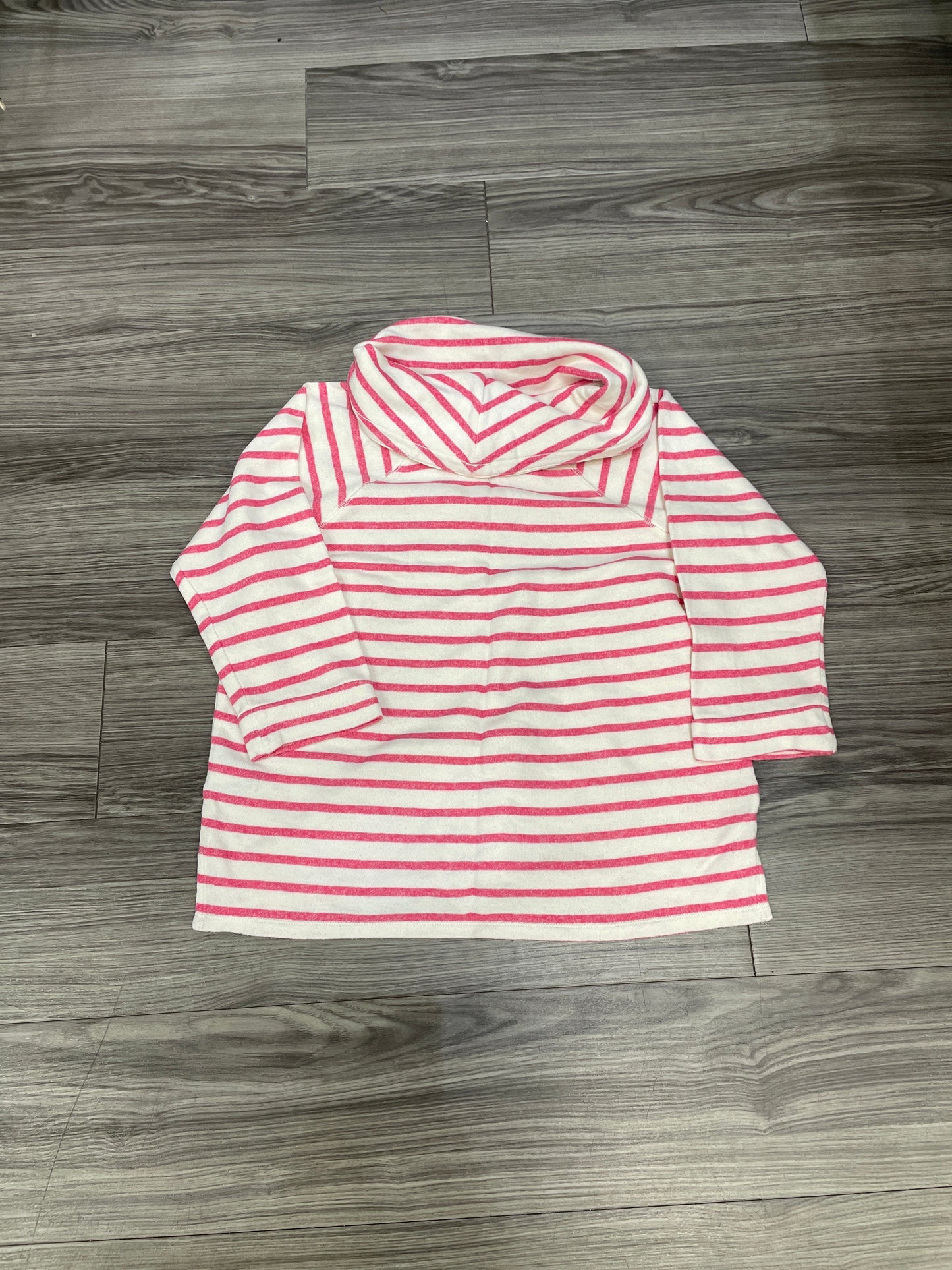 Top Long Sleeve By Chaps In Pink & White, Size: L