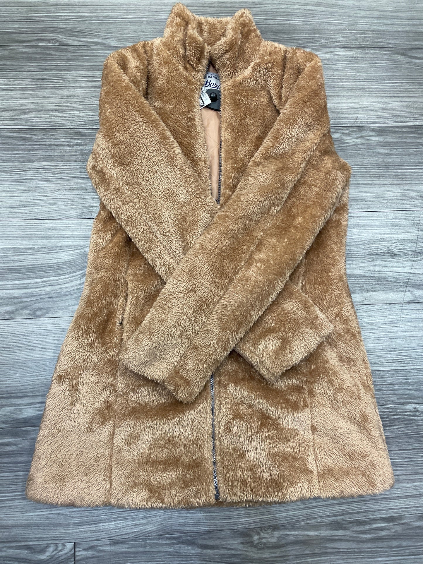 Coat Faux Fur & Sherpa By Bass In Brown, Size: M