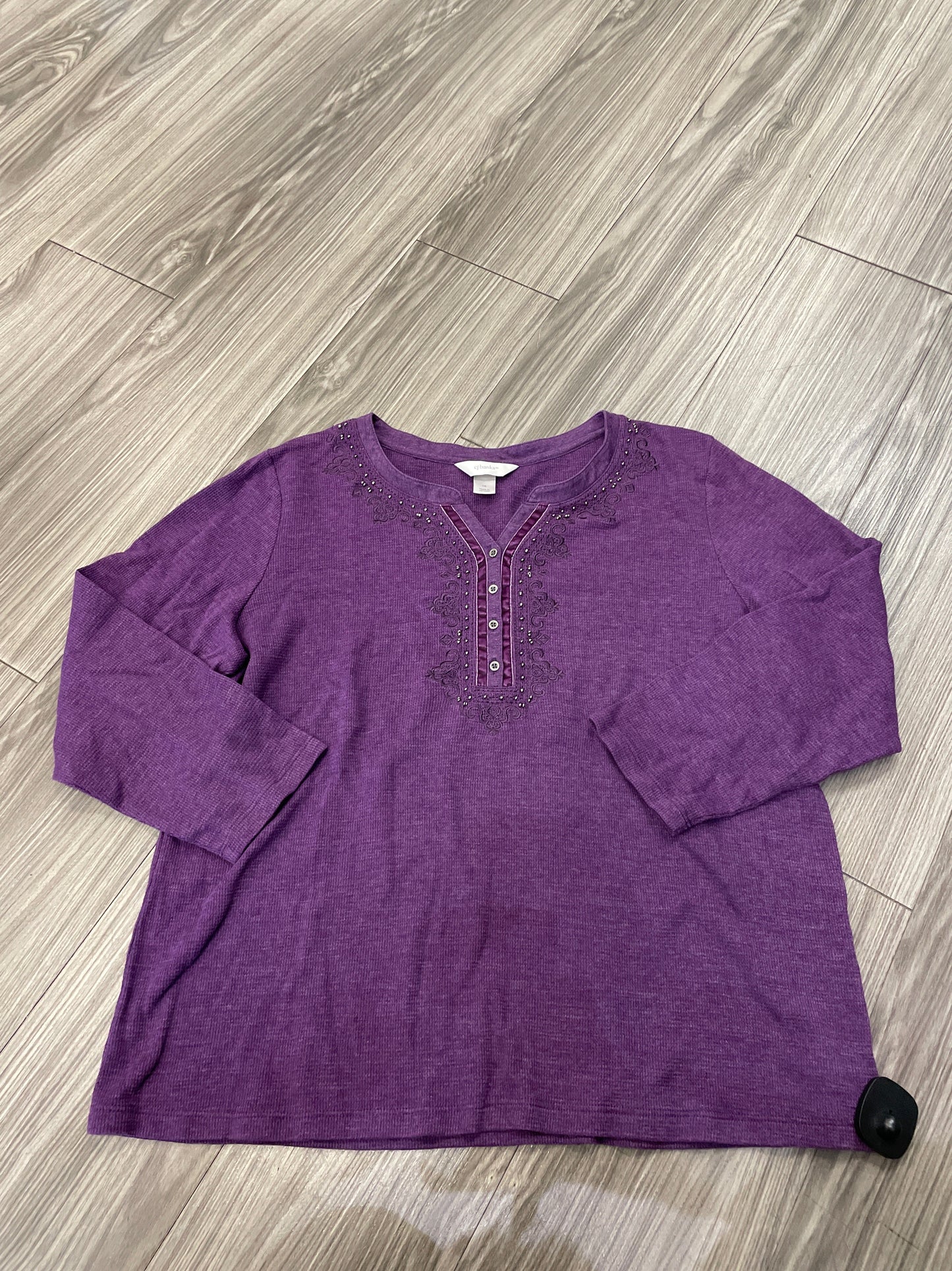 Top Long Sleeve By Cj Banks In Purple, Size: 1x