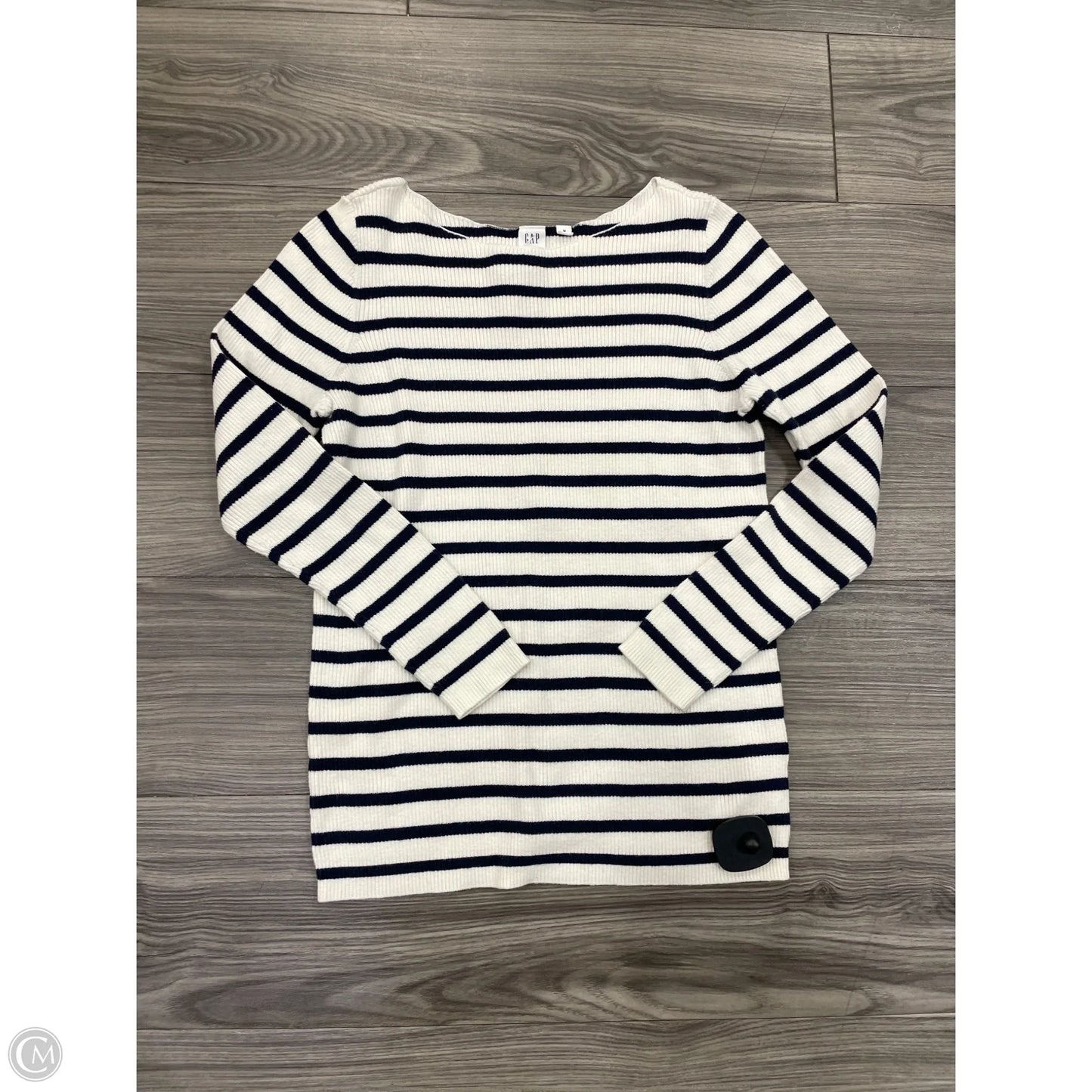 Top Long Sleeve Basic By Gap In Striped Pattern, Size: M