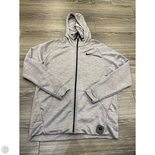 Athletic Sweatshirt Hoodie By Nike In Grey, Size: L
