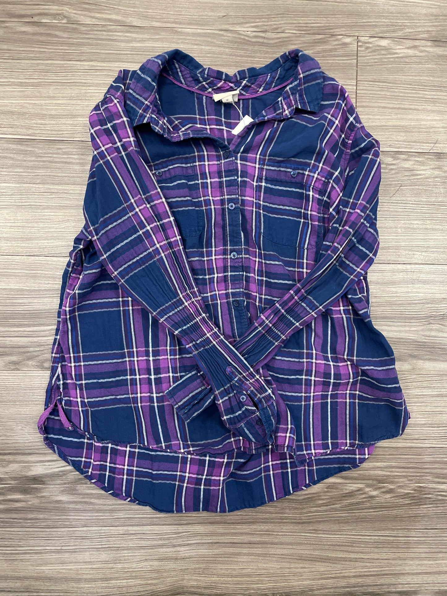 Top Long Sleeve By St Johns Bay In Plaid Pattern, Size: Xl