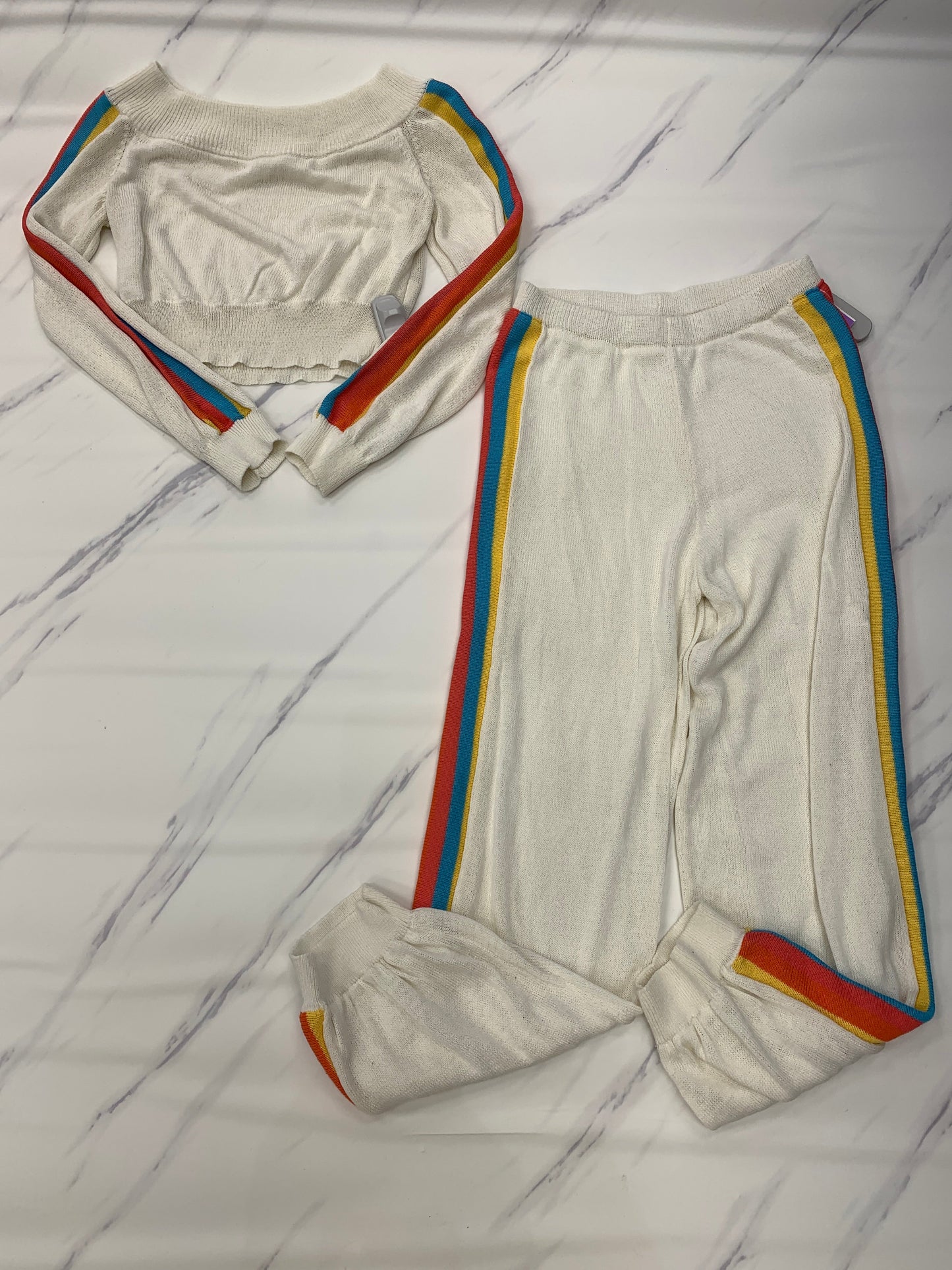Rainbow Print Pants Set 2pc Honey Punch, Size S