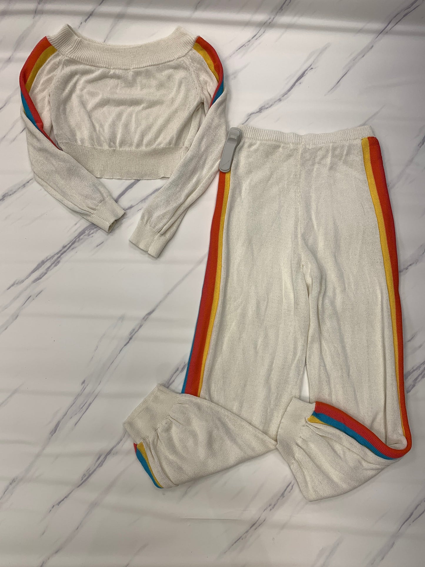 Rainbow Print Pants Set 2pc Honey Punch, Size S