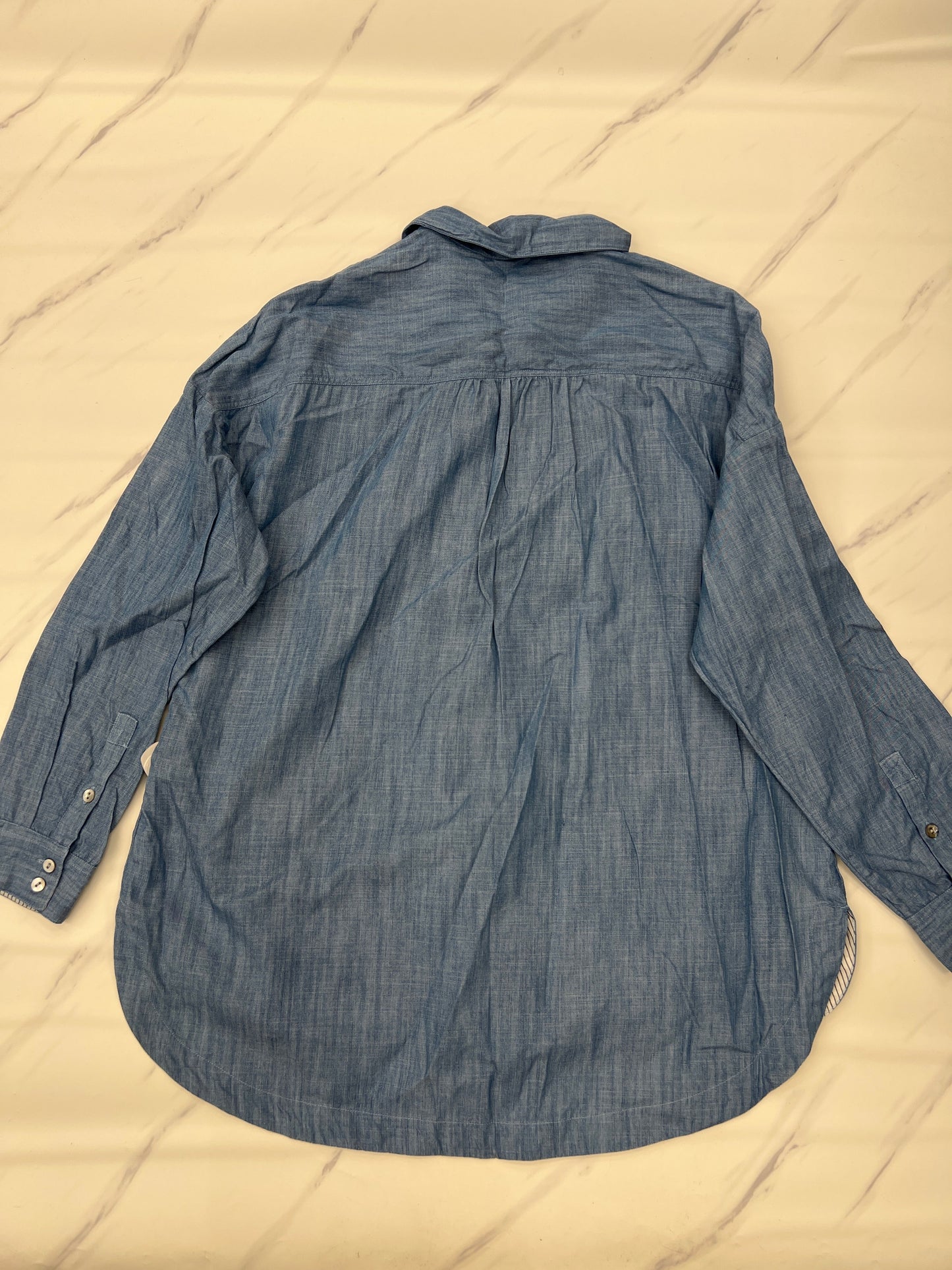 Blue Denim Top Long Sleeve Designer Soft Surroundings, Size Xl