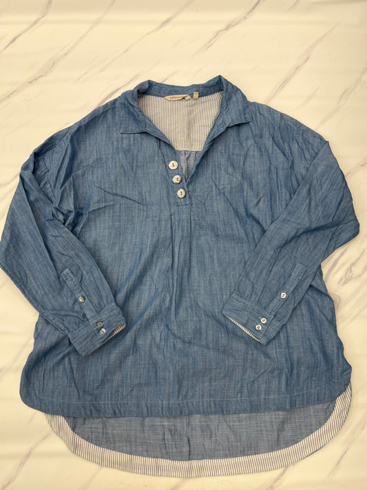 Blue Denim Top Long Sleeve Designer Soft Surroundings, Size Xl